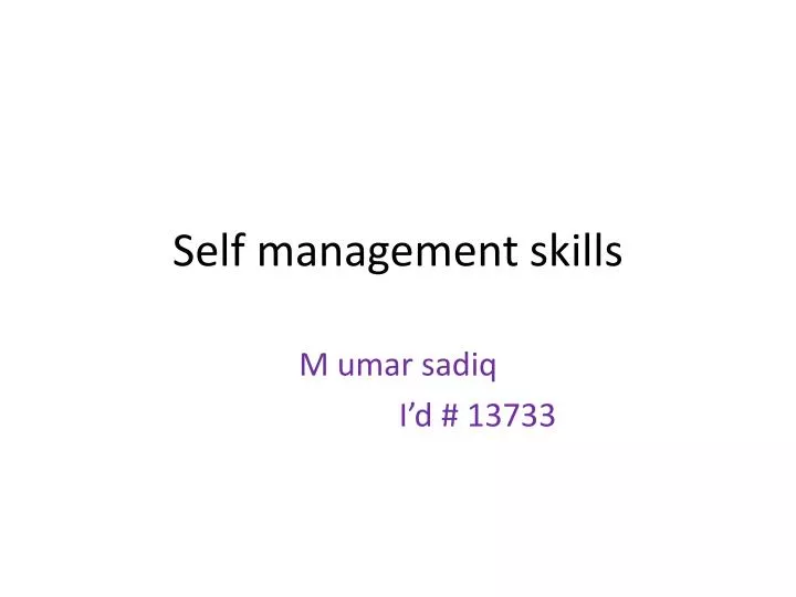 self management skills