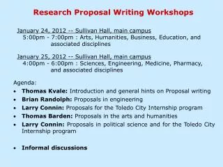 Research Proposal Writing Workshops