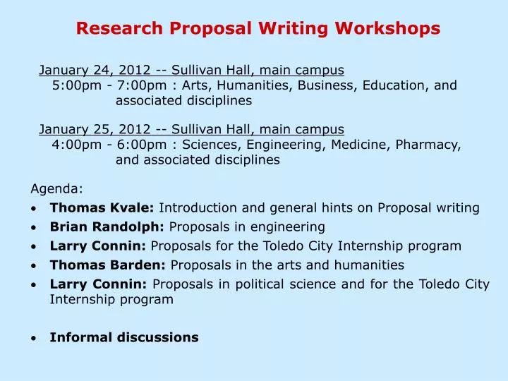 research proposal writing workshops