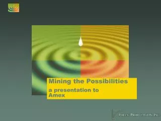 Mining the Possibilities a presentation to Amex