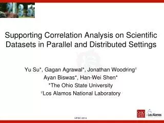 Supporting Correlation Analysis on Scientific Datasets in Parallel and Distributed Settings