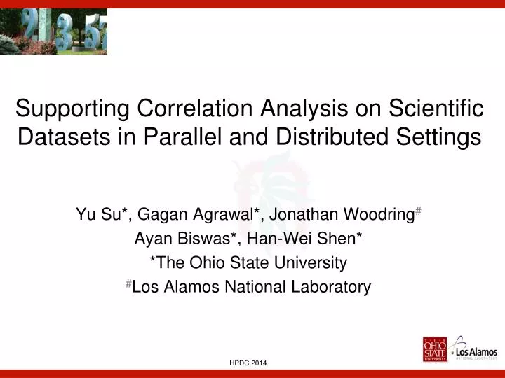 supporting correlation analysis on scientific datasets in parallel and distributed settings