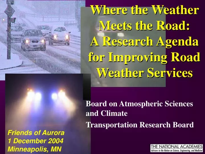 where the weather meets the road a research agenda for improving road weather services