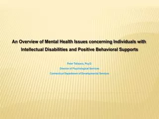 An Overview of Mental Health Issues concerning Individuals with