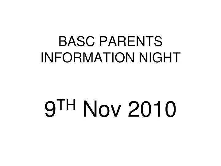 basc parents information night