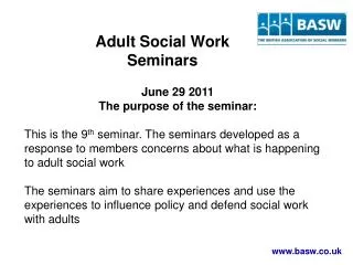 Adult Social Work Seminars