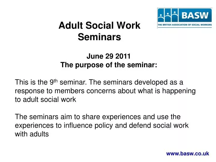 adult social work seminars