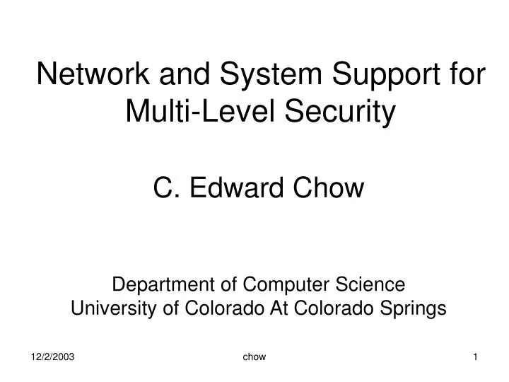 network and system support for multi level security