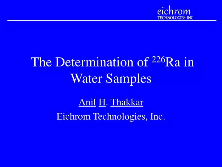 the determination of 226 ra in water samples