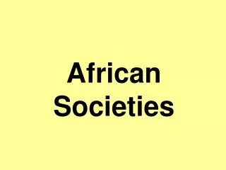 African Societies