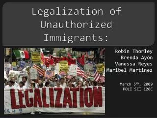 Legalization of Unauthorized Immigrants: