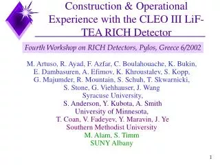 Construction &amp; Operational Experience with the CLEO III LiF-TEA RICH Detector