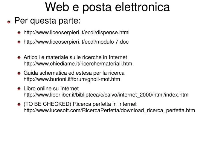 web e posta elettronica