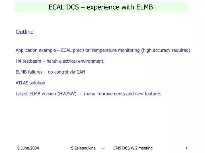 ecal dcs experience with elmb