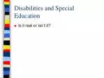 Disabilities and Special Education - slide 1
