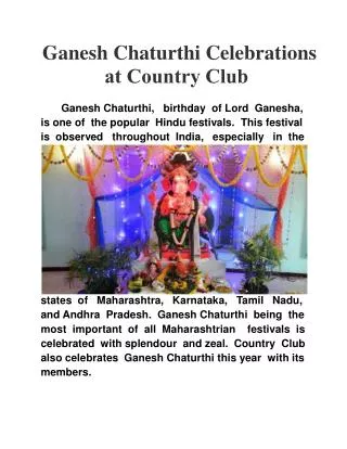 Ganesh Chaturthi Celebrations at Country Club