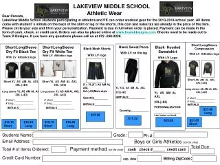 LAKEVIEW MIDDLE SCHOOL Athletic Wear