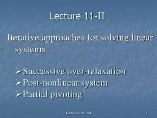 Lecture 11-II