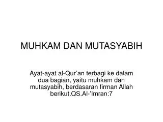 muhkam dan mutasyabih