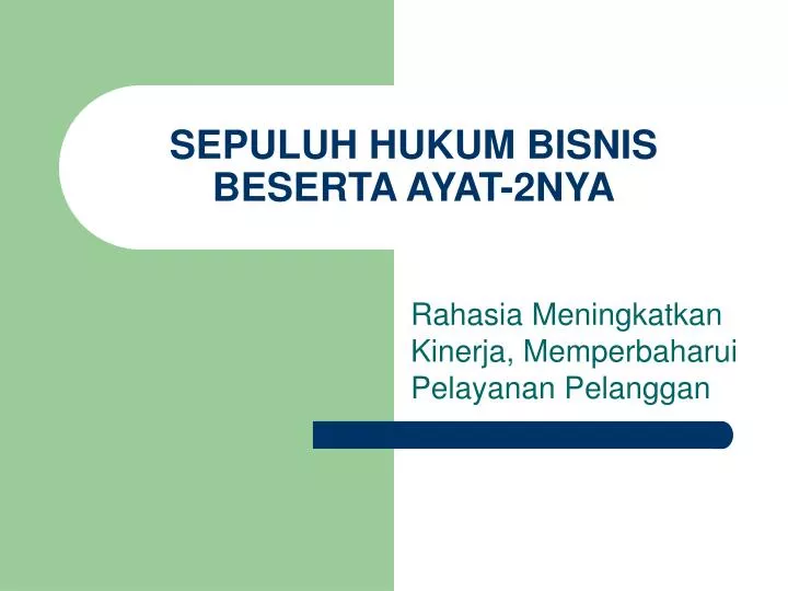 sepuluh hukum bisnis beserta ayat 2nya