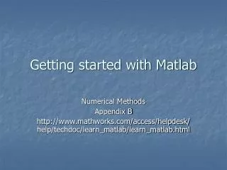 Getting started with Matlab