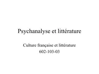 psychanalyse et litt rature
