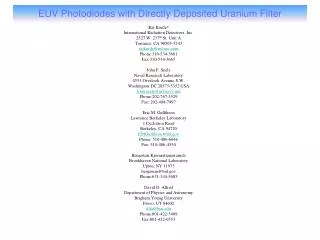 EUV Photodiodes with Directly Deposited Uranium Filter