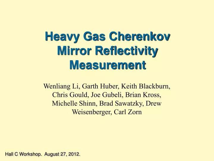 heavy gas cherenkov mirror reflectivity measurement