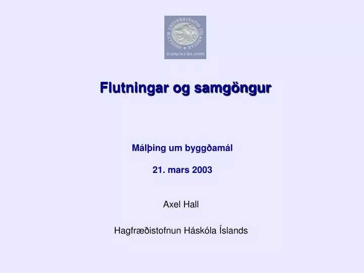 flutningar og samg ngur