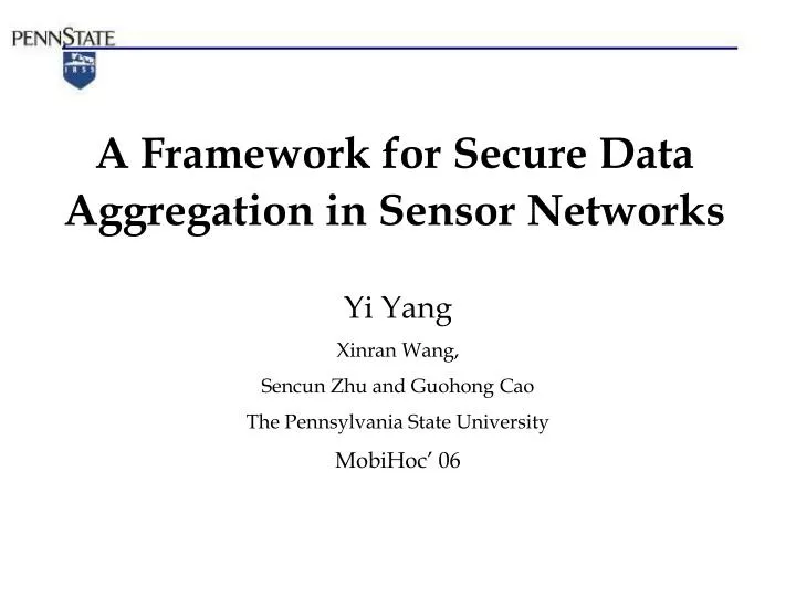 a framework for secure data aggregation in sensor networks