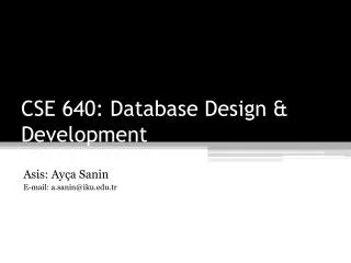 CSE 640: Database Design &amp; Development