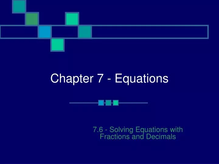 chapter 7 equations
