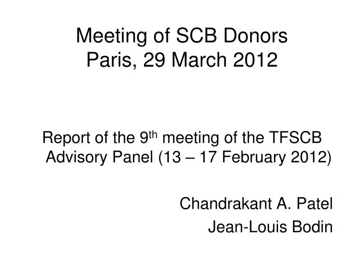 meeting of scb donors paris 29 march 2012