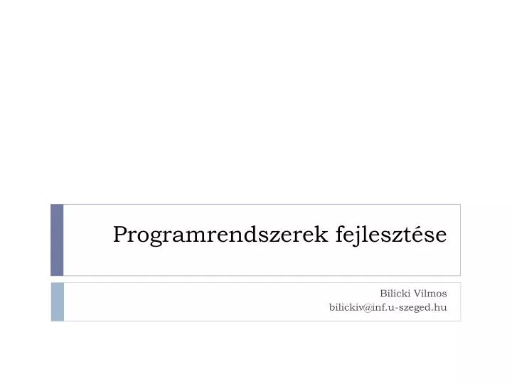 programrendszerek fejleszt se