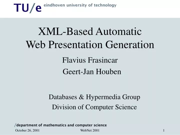 xml based automatic web presentation generation
