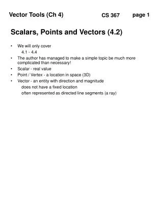 Scalars, Points and Vectors (4.2)