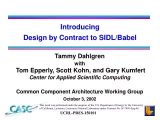 Introducing Design by Contract to SIDL/Babel
