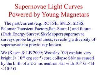 Supernovae Light Curves Powered by Young Magnetars