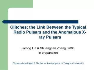 Glitches; the Link Between the Typical Radio Pulsars and the Anomalous X-ray Pulsars