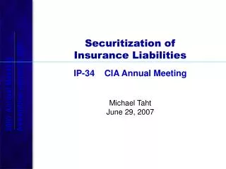 Securitization of Insurance Liabilities