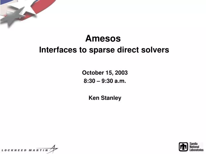 amesos interfaces to sparse direct solvers