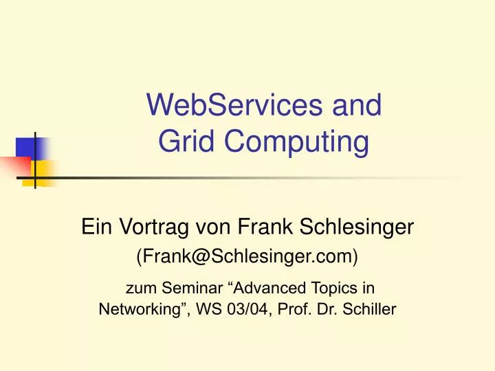 webservices and grid computing