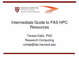 Intermediate Guide to FAS HPC Resources