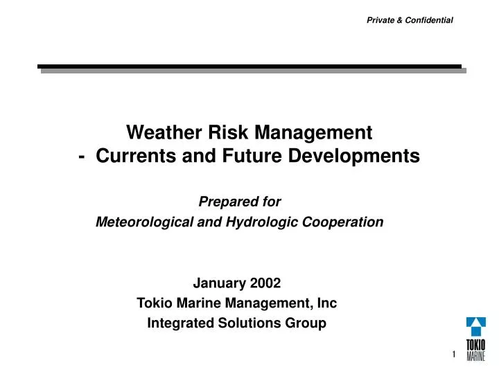 weather risk management currents and future developments