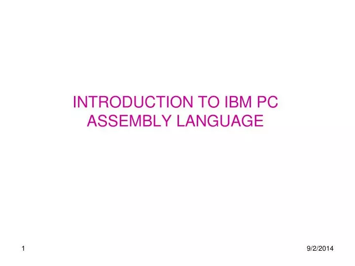 introduction to ibm pc assembly language