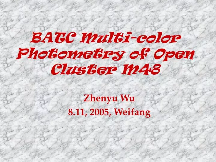 batc multi color photometry of open cluster m48