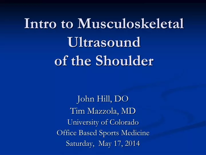intro to musculoskeletal ultrasound of the shoulder