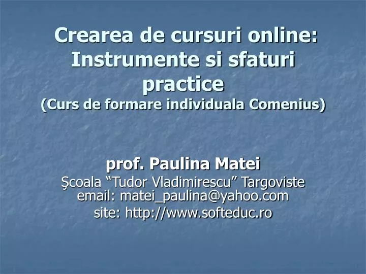 crearea de cursuri online instrumente si sfaturi practice curs de formare individuala comenius