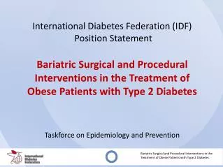 International Diabetes Federation (IDF) Position Statement