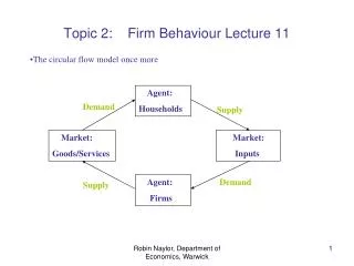 Topic 2: Firm Behaviour Lecture 11